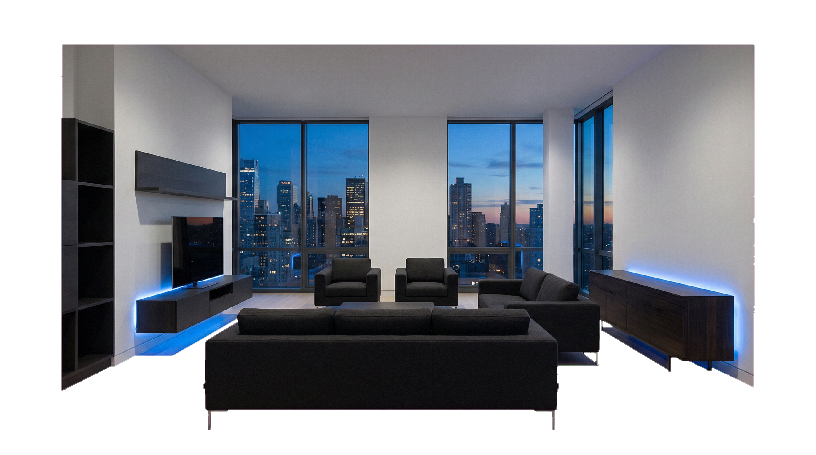 Modern city apartment view